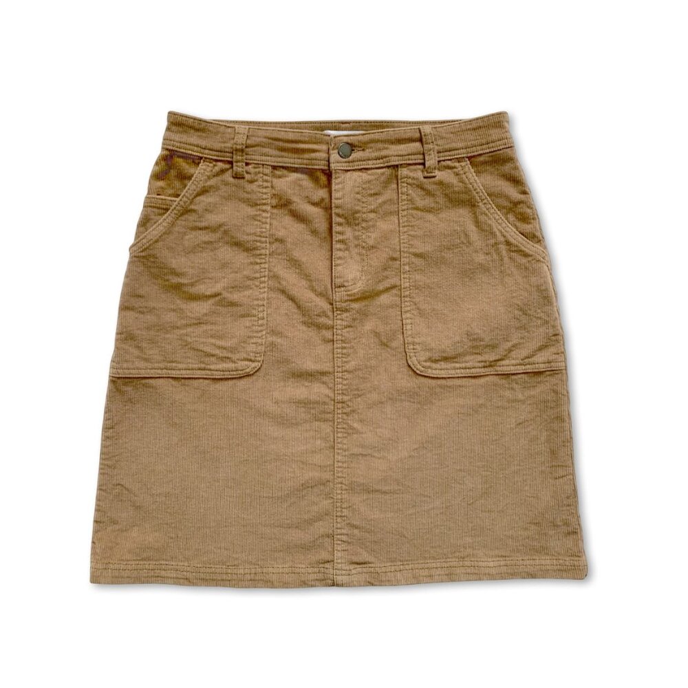 Jeanir Corduroy Tan Midi Skirt Cottagecore Twee Prairie Coastal Cowgirl Boho